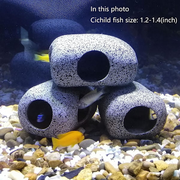 2 st Aquarium Hideaway Rocks för vattenlevande djur att leka i, P