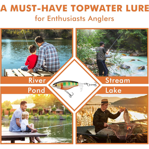 Topwater flytende lokker Topwater Bass Fishing Lure(B), Plopper Ba