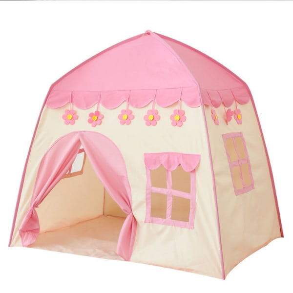 (Pink) Børnelegetelt, Børneborg, Drømmeslot tipitelt, med bæretaske, bærbar wi
