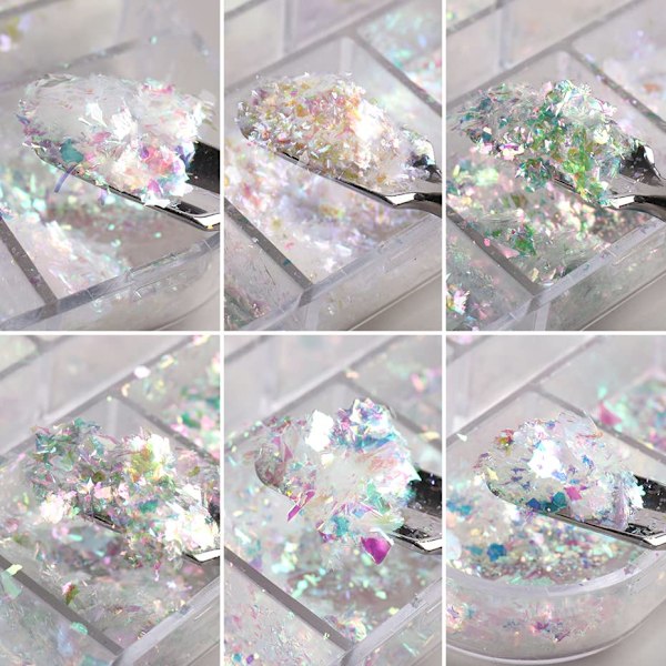 1 st Holografisk Nagelkonst Glitter Iridescent Flakes Nagelfolie 12 Fack Sjöjungfru Ljus Stark Färgglad Stjärna Gradient Is Slagg N