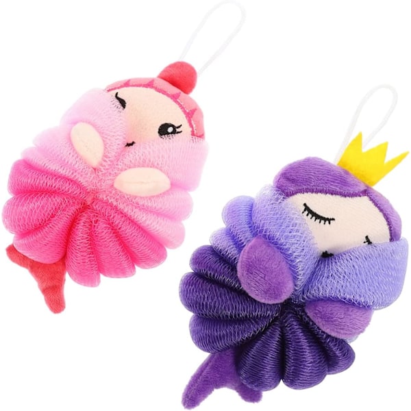 2 st Badboll Duschpuff Svamp Luffa Baby Badborste Sjöjungfru Baby Duschar Spel Puff Tvätta Badsvampar Duschboll Bod