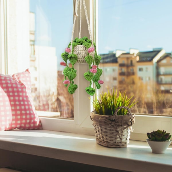 （blommor）Virkade bilhängande växt söta virkade krukväxter bil