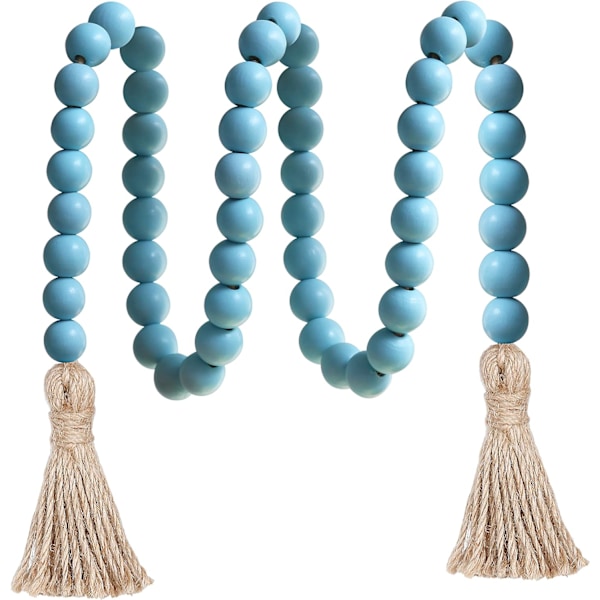 (Sininen) 100 cm Puinen Helmikoriste Maalaistyyliin, Tupsuilla, Monikäyttöinen Rukoileva Helmikoriste Bohemian Chic Seinälle