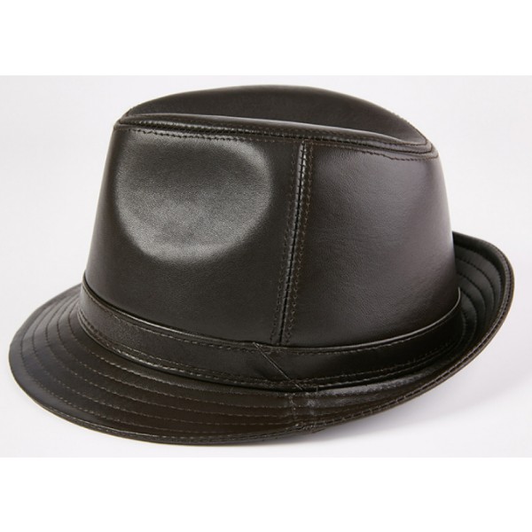 (Mørkebrun) Herre Kunstlæder Trilby Hat