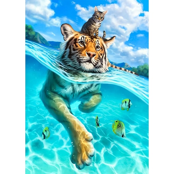 (30x40cm) 5D Diamantmaleri Tiger 14