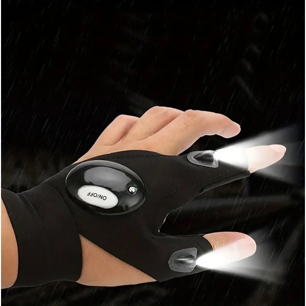 Venstre hånd LED lommelygte handsker, cool gadget håndfri lys Fo