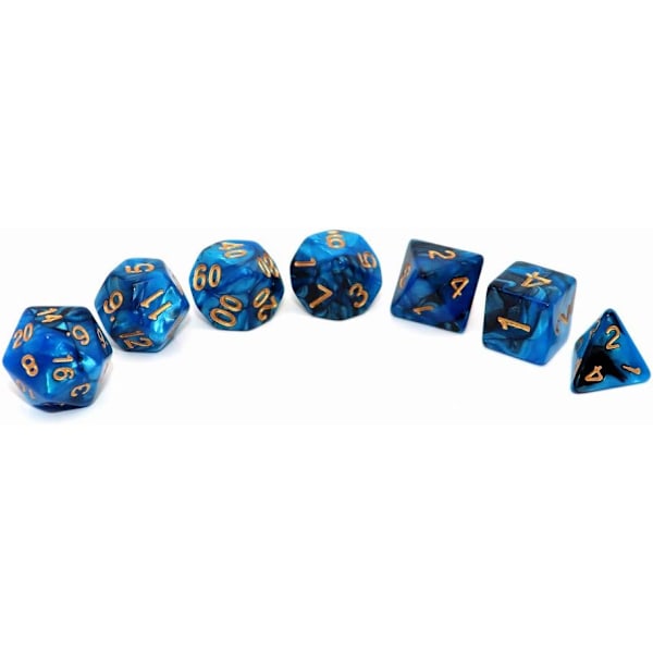 Blå Mix Sorte Terninger DND Polyhedriske Terningssæt til Dungeon and Dragons D&D RPG Rollespil 7-Terning Sæt