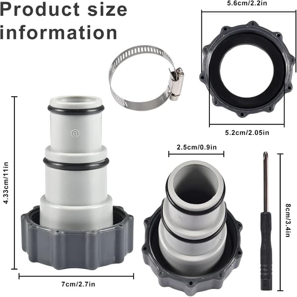 Sæt med 4 poolslangeadaptere, poolslangeadapter, fitting til poolslanger Ø 32 og 38 mm