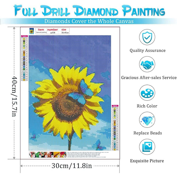 MH-(30x40cm) Diamantmålningssatser för vuxna - Solros Diamon