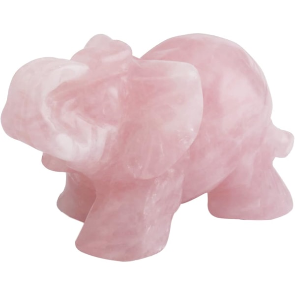 Rosekvarts Elefant Lommestatuette Køkkenbeskytter Helbredende