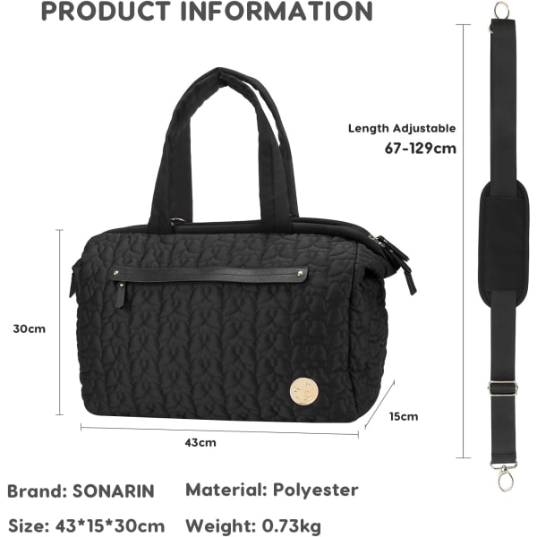 Multi-Pockets Baby Diaper Bag Tote, Stor Kapacitet Multifunktionell Skötvässel Axelväska Maternity Ba