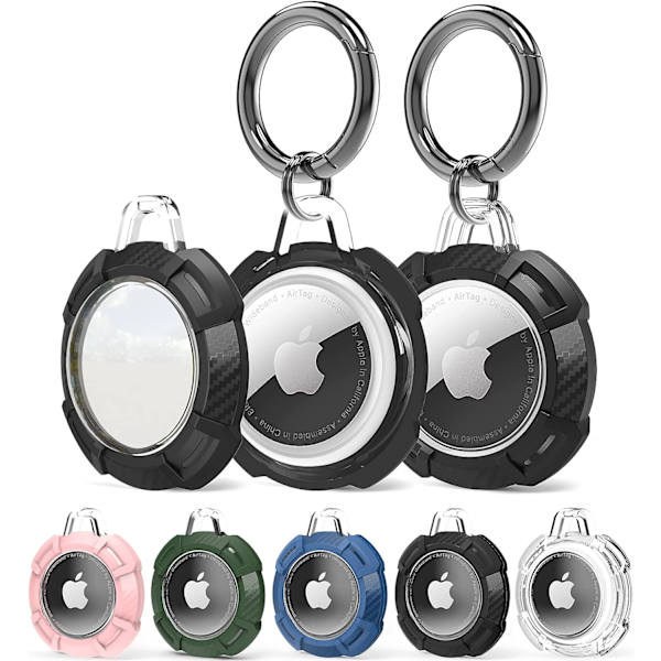 Tripho 2-pack Airtag-hållare (TPU & genomskinlig PC med dubbelt skydd)