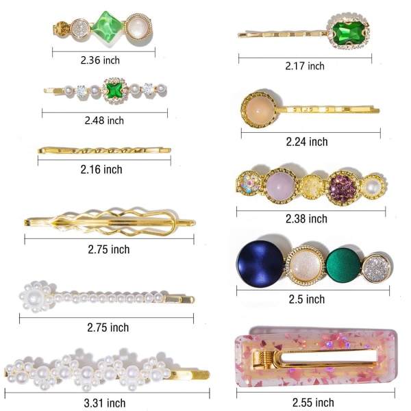 （Stil 4）20 st handgjorda akrylharts pärlhårklämmor i marmorform och geometriska strass - E