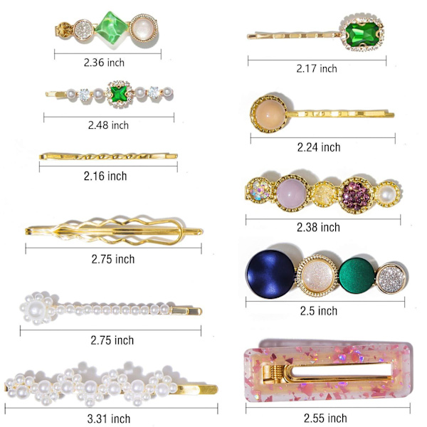 （Stil 4）20 stk. Håndlavede Akrylharpiks Perle Hårklemmer i Marmorform og Geometriske Rhinestones - E