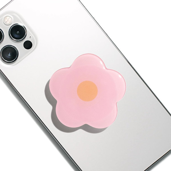 (Rosa) Söt enfärgad prästkrageblomdesign hopfällbart mobiltelefon grepp stativ hållare för smartphone surfplatta mobiltelefon A