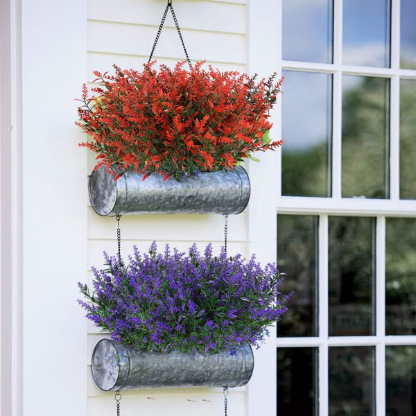 8 buketter utendørs kunstig lavendel falske blomster UV-bestandig S