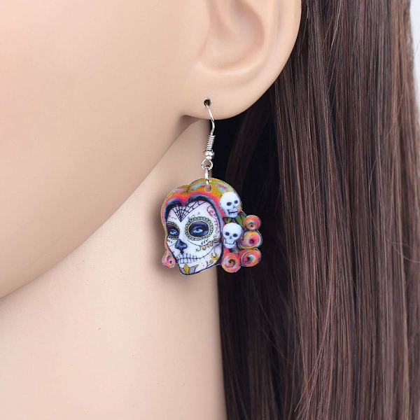 Akryl Drop Dangle Novelty Halloween Skalle Ørepynt Punk Smykker For Kvinner Festgaver Gave