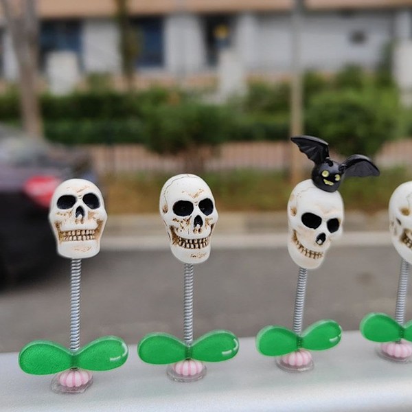 Halloween Bil Rystende Skalle Ornament, Rystende Halloween Skelet Bil Instrumentbræt Dekorationer, Halloween Skalle Bil Instrumentbræt