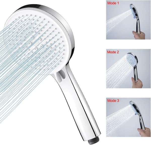 Bruseshower, 3-stråle håndbruser til badeværelse, stor anti-kalk bruseshower (sort)