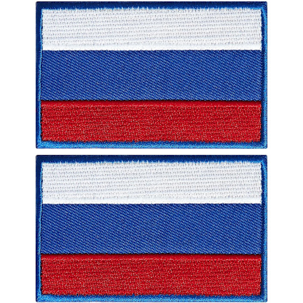 2 stk. Rusland flag patches, russiske flag, broderede patches, Ru