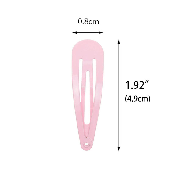 (Rosa) 40 stk 5 cm hårklips for kvinner, metallklips med trykknapp