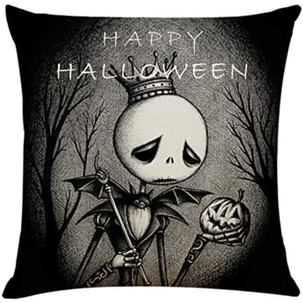 4 stk 18\"x18\" Pyntekutt Dekorative Puter Halloween Sofa Puter Trekk Bomullslin Puter Kvadratisk Putetrekk for So