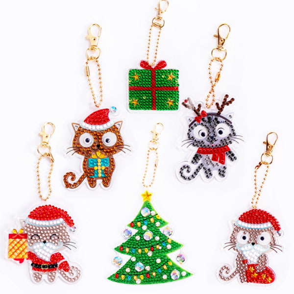 12Pcs 5D Christmas Diamond Painting Doors（Christmas Santa 4）-Keys