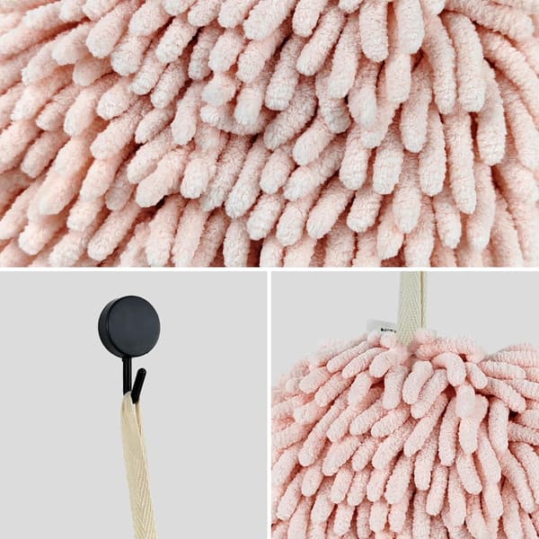 Fuzzy Håndklæder, Chenille Hurtigtørrende, Sæt med 3, 17cm (Pink)