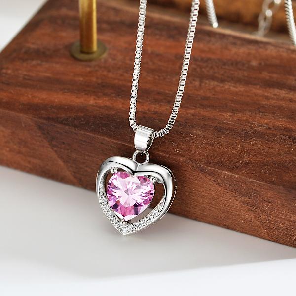 Rosa Ett Hjärta Halsband silver dam smycken