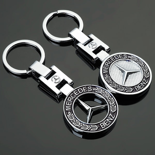2-pak 3D Bil Logo Nøkkelring Metall Krom Bilnøkkelring Erstatning