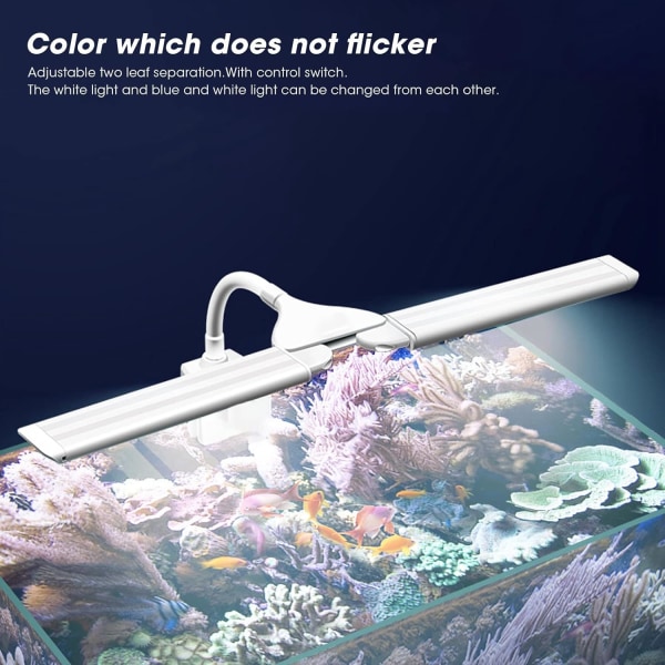Holdbar og sikker energibesparende LED-akvarielampe, justerbar LED-akvarielampe, hvid