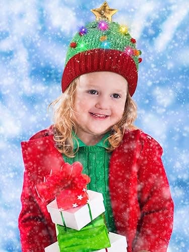 Ful LED Jul Ljus Upp Hatt Unisex Vintermössa Stickad Mössa Swe