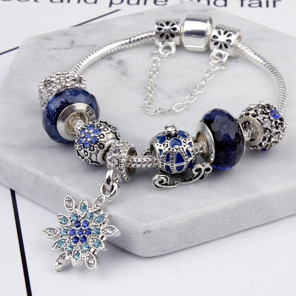 Jule snefnug armbånd stræk perler charme bangle justerbar