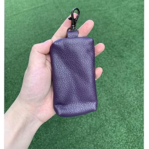 12x7.6cm Unisex Nyckelhållare i äkta läder, plånboksfodral, väska, nyckelring med nyckelring & blixtlås (lila)