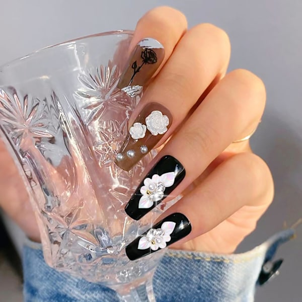 (Vit) 20 st Blomma Nagel Charm 3D Blomma Charm för Naglar Stenar och Strass för Naglar Inlägg Pärlor Pärlor Kristaller Ac