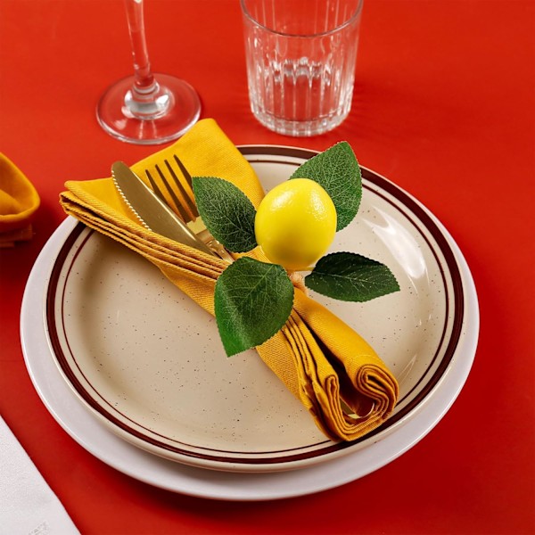 Håndlavede Citron Servietringe Sæt af 4, Gul Kunstig Citron med Vinranke Servietring til Bryllup, Middagsfest, Banket, Servering