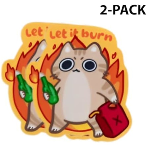 2-pak Let It Burn Arson Cat Sjove Kat Stickers Dekal Vinyl - 3 Tommer - Kat Stickers Sjove til Bil Lastbil Van Vindue Bum