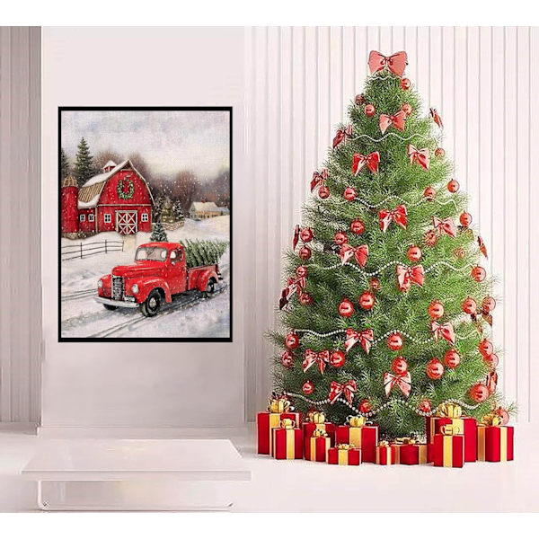 Julediamanter Malingsett, Vinter Diamanter Kunstsett for Voksne, 5D Lastebil Maling med Diamant Full Drill for Foreldre-Chi