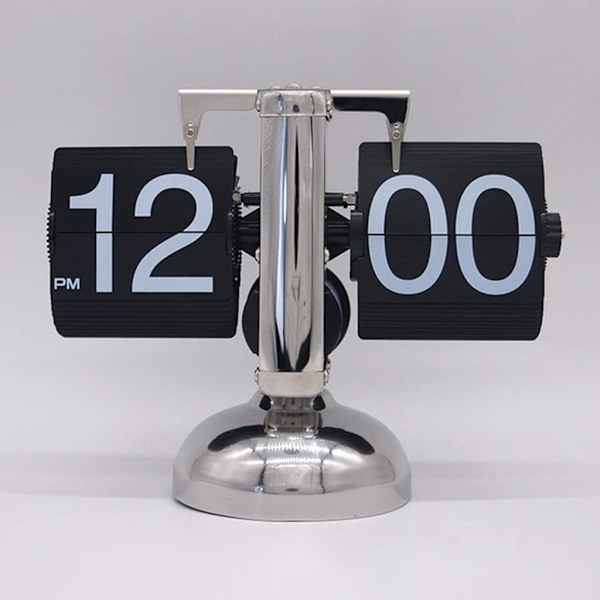 (Svart, 21 * 8 * 17 cm) Automatisk Flipover Klocka Retro Mekanisk Simp