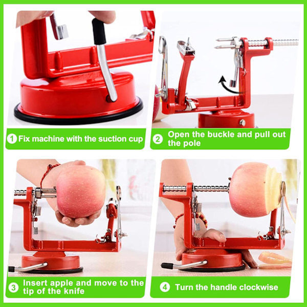 1 st Apple-skälare och kärnborr, Långvarig Kromgjutning Magnesiumlegering Apple-skälare Slicer Kärnborr med Rostfritt Stål Blad