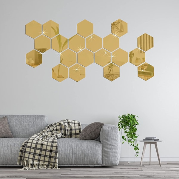 24 kpl Kultaisia Irrotettavia Peili Tarroja DIY Akryyli Seinäkoriste