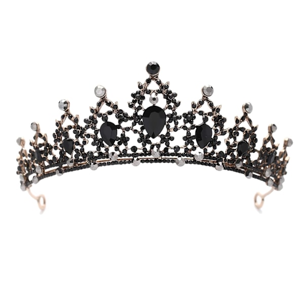 (Sort) Krystal Bryllupskrone Rhinestone Pandebånd Piger Prinsesse Prom Fødselsdagsfest Tiara Brude Bryllupstilbehør