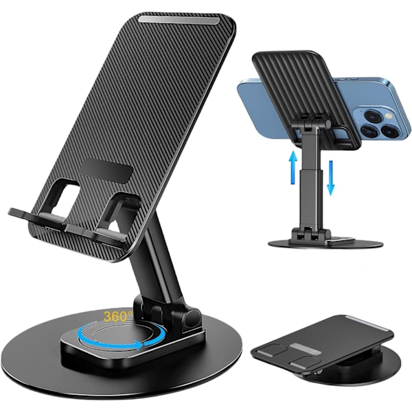 Cell Phone Holder, Adjustable 360° Rotatable Height Adjustable Foldable Phone Stand Compatible with iPhone 15/14/13/12 P