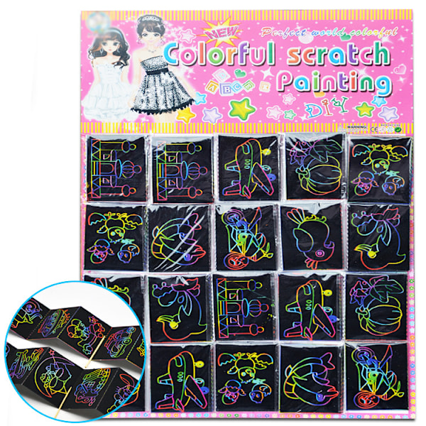 Scratch Art Leksaker - Partypresenter Scratchkort med Stick - 1