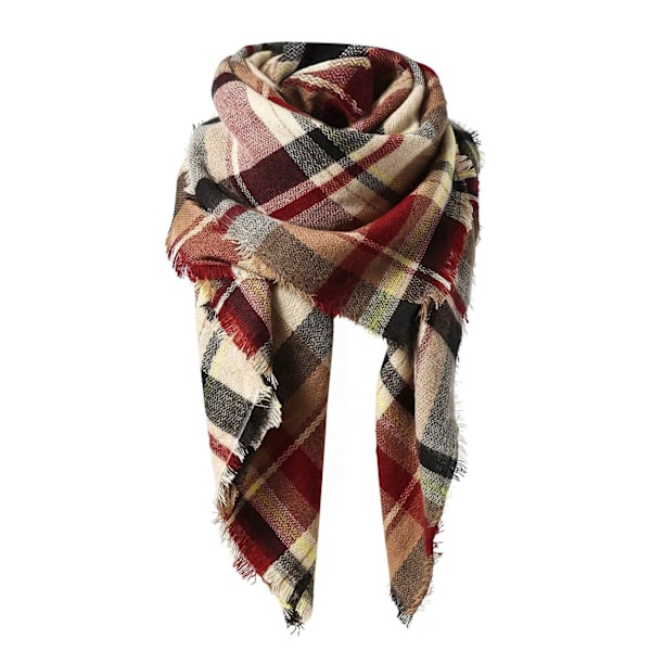 Dam Scarf Höst Vinter Rutiga Fransar Mjuk Varm Filt Sjal Dam Sjal Wraps