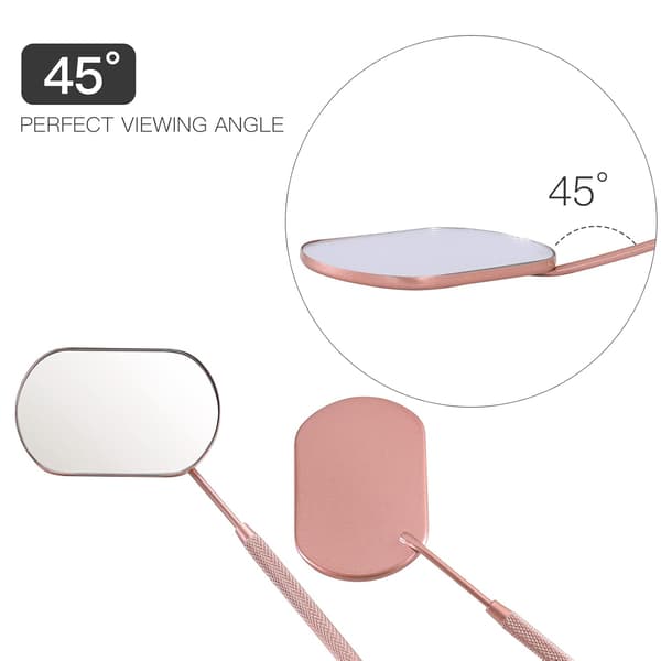 Vippespeil, 5,6 cm rustfritt stål sminke-vippespeil, tilbehør til vippeextensions, Lash Tech Must Haves (Rose Gold)