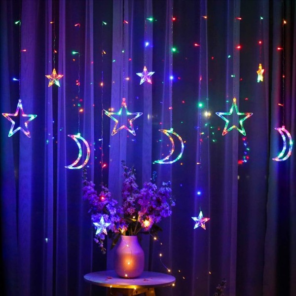 LED Guirlande Lumineuse 3,5 m étoile Lune LED Rideau lumières G