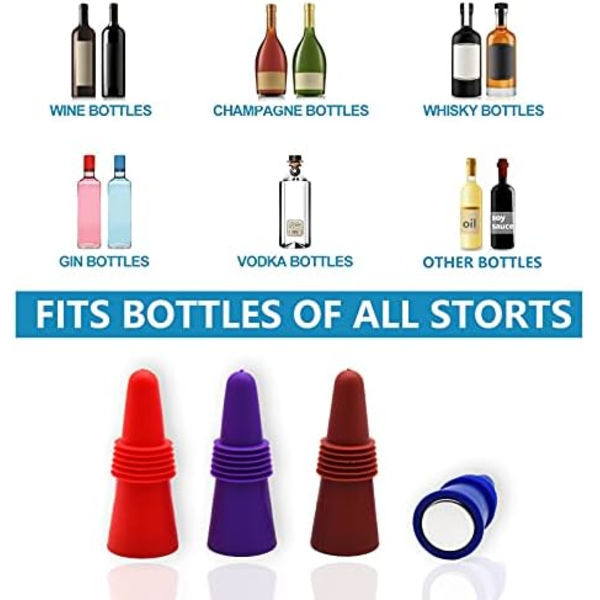 Vinförseglare, Flaskkorkar i Mjuk Silikon, Vinflaskkorkar med Grepp för att Hålla Vin, Champagne, etc.
