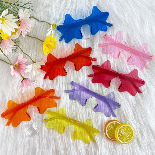 10-pack Stjärnformade Rimlösa Färgade Partysolglasögon Färgterapi Glasögon