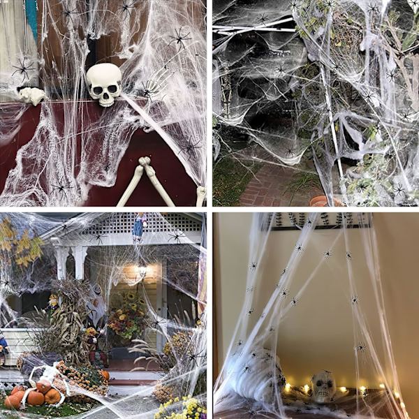 40g 20 Spindelväv - Falsk Halloween Dekoration - Skräck för Barnfest, Utomhus, Träd, Bomull